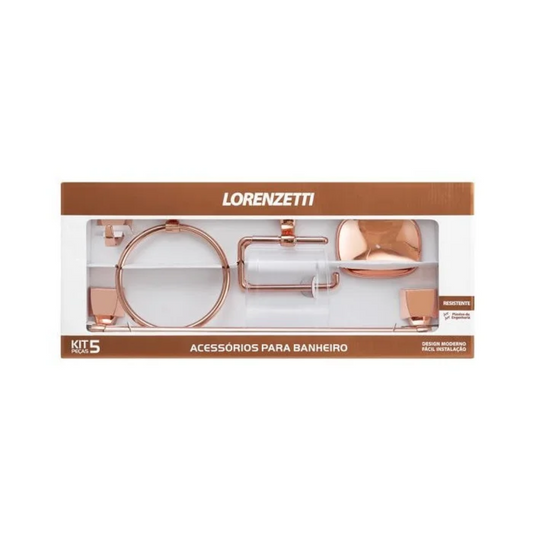 Kit Acessórios Banheiro Rose Gold 5 Peças 2000 F24 Quadra Lorenzetti