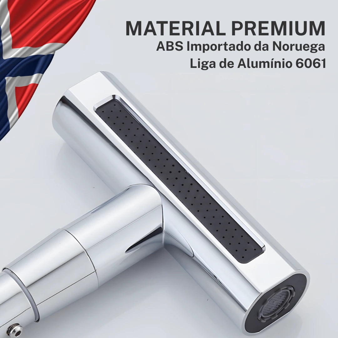 Bocal Flexível AirBlock™ 4 em 1 – Alta Pressão, Economia de Água e Rotação 360°