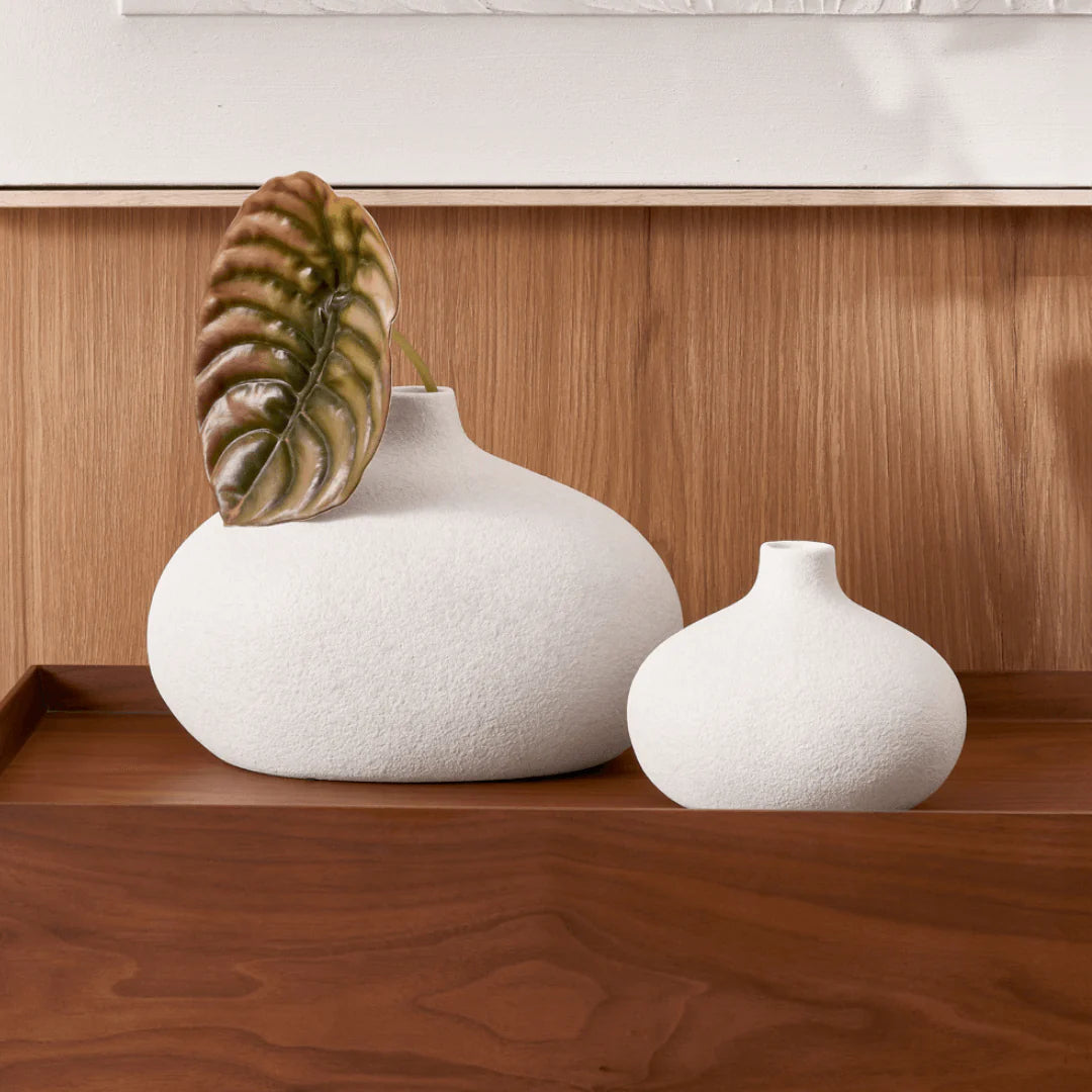 Vaso Decorativo em Cerâmica Cinza 26cm
